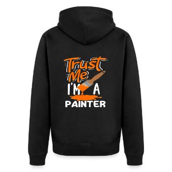 Vertrau Mir Ich Bin Ein Maler - Unisex Premium Bio Zip Hoodie - Schwarz - Hinten - Nico (187cm)