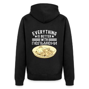 Pelmeni Cuisine russe - Veste à capuche bio Premium Unisexe - noir - Dos - Nico (187cm)