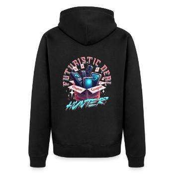 Couponing Coupon Futuristic Deal Hunter - Unisex Premium Organic Zip Hoodie - black - Back - Nico (187cm)