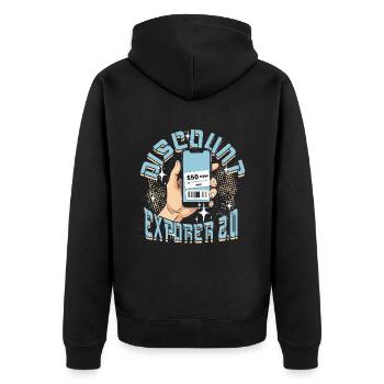 Couponing Coupon Discount Explorer 2.0 - Unisex Premium Organic Zip Hoodie - black - Back - Nico (187cm)