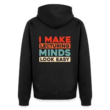 Professor - Unisex Premium Organic Zip Hoodie - black - Back - Nico (187cm)