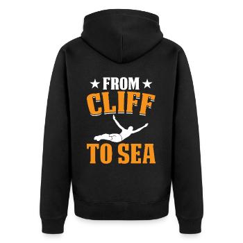 Turmspringer Turmspringen Klippenspringer - Unisex Premium Bio Zip Hoodie - Schwarz - Hinten - Nico (187cm)