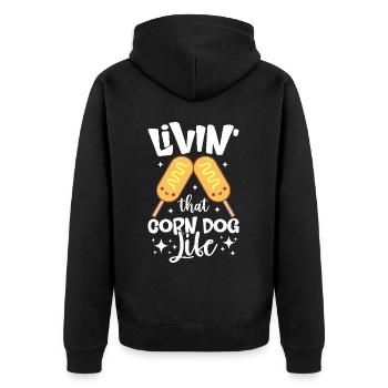 Hot Dog Costume Camping Outfit - Unisex Premium Organic Zip Hoodie - black - Back - Nico (187cm)