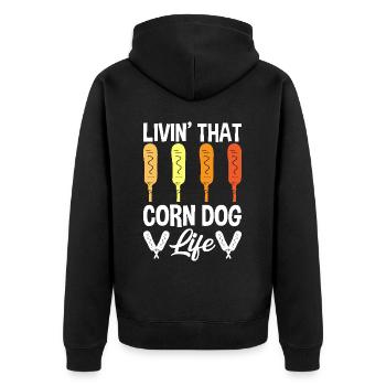 Hot Dog Costume Camping Outfit - Unisex Premium Organic Zip Hoodie - black - Back - Nico (187cm)