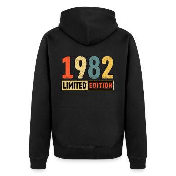Limited Edition 1982 - Unisex Premium Organic Zip Hoodie - black - Back - Nico (187cm)