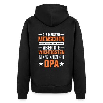 Grandpa, Grandpa, Grandpa, Grandpapa - Unisex Premium Organic Zip Hoodie - black - Back - Nico (187cm)