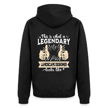 Legendary Landscaper - Unisex Premium Organic Zip Hoodie - black - Back - Nico (187cm)