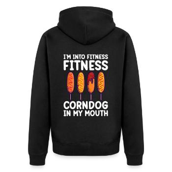 Hot Dog Costume Camping Outfit - Unisex Premium Organic Zip Hoodie - black - Back - Nico (187cm)