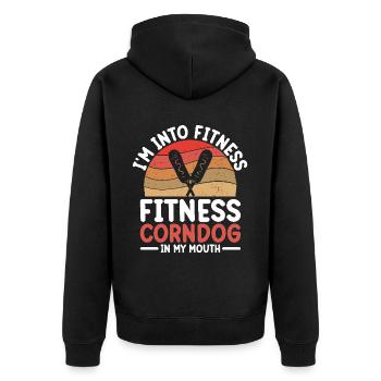 Hot Dog Costume Camping Outfit - Unisex Premium Organic Zip Hoodie - black - Back - Nico (187cm)