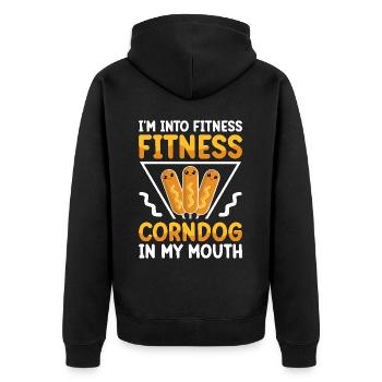 Hot Dog Costume Camping Outfit - Unisex Premium Organic Zip Hoodie - black - Back - Nico (187cm)