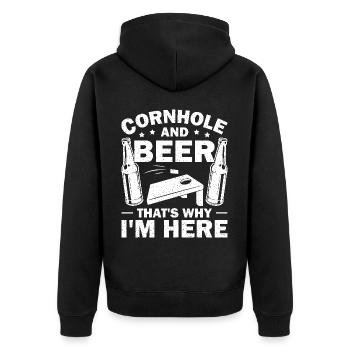 Hot Dog Kostüm Camping Outfit - Unisex Premium Bio Zip Hoodie - Schwarz - Hinten - Nico (187cm)