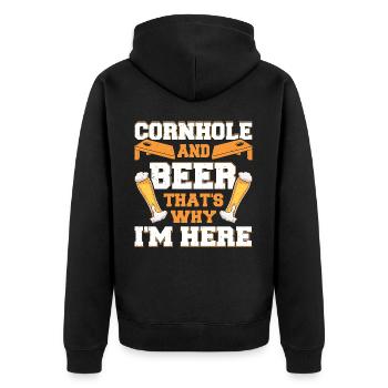 Hot Dog Costume Camping Outfit - Unisex Premium Organic Zip Hoodie - black - Back - Nico (187cm)