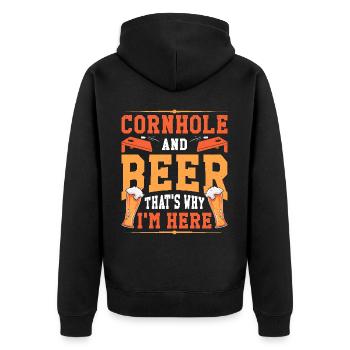 Hot Dog Kostüm Camping Outfit - Unisex Premium Bio Zip Hoodie - Schwarz - Hinten - Nico (187cm)