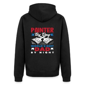 Peintre le jour Meilleur papa la nuit - Veste à capuche bio Premium Unisexe - noir - Dos - Nico (187cm)
