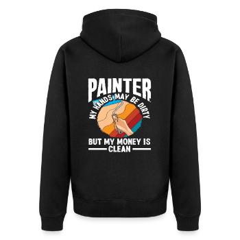 Maler Hände Schmutzig Geld Sauber Witz - Unisex Premium Bio Zip Hoodie - Schwarz - Hinten - Nico (187cm)