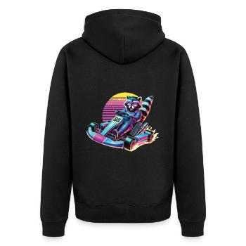 Go-Kart Raton laveur dans le style néon - Veste à capuche bio Premium Unisexe - noir - Dos - Nico (187cm)