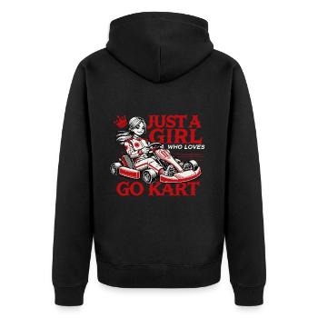 Une fille qui aime les courses de karting - Veste à capuche bio Premium Unisexe - noir - Dos - Nico (187cm)