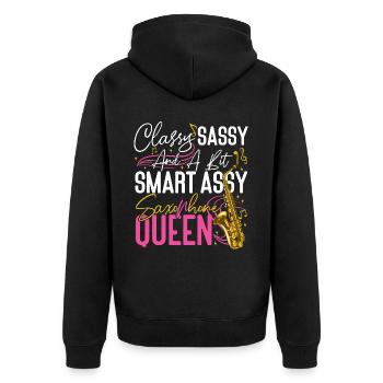 Saxophone Classy Sassy And A Bit - Unisex Premium Organic Zip Hoodie - black - Back - Nico (187cm)