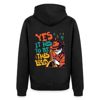 Saxophone Yes It Has To Be This - Unisex Premium Bio Zip Hoodie - Schwarz - Hinten - Nico (187cm)
