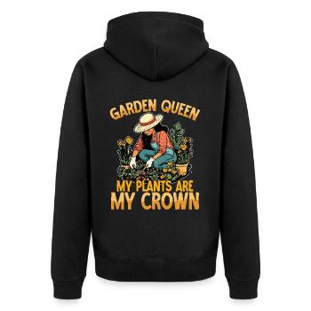 Garden Queen My Plants Are My Crown Gardening - Unisex Premium Bio Zip Hoodie - Schwarz - Hinten - Nico (187cm)