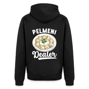 Pelmeni Russian Cuisine - Unisex Premium Organic Zip Hoodie - black - Back - Nico (187cm)