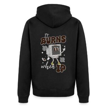 Drôle de dire « Ça brûle quand je fais » ! - Veste à capuche bio Premium Unisexe - noir - Dos - Nico (187cm)