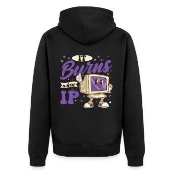 Drôle de dire « Ça brûle quand je fais » ! - Veste à capuche bio Premium Unisexe - noir - Dos - Nico (187cm)