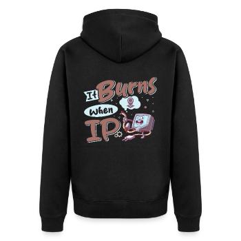 Drôle de dire « Ça brûle quand je fais » ! - Veste à capuche bio Premium Unisexe - noir - Dos - Nico (187cm)