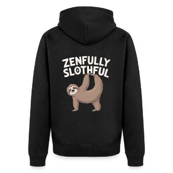 Lazy Sloth Yoga Zen Meditation Yoga Instructor - Unisex Premium Organic Zip Hoodie - black - Back - Nico (187cm)