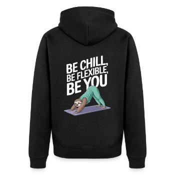 Lazy Sloth Yoga Zen Meditation Yoga Instructor - Unisex Premium Organic Zip Hoodie - black - Back - Nico (187cm)