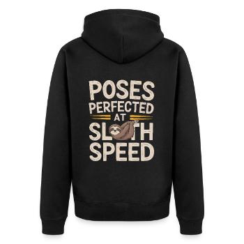 Lazy Sloth Yoga Zen Meditation Yoga Instructor - Unisex Premium Organic Zip Hoodie - black - Back - Nico (187cm)