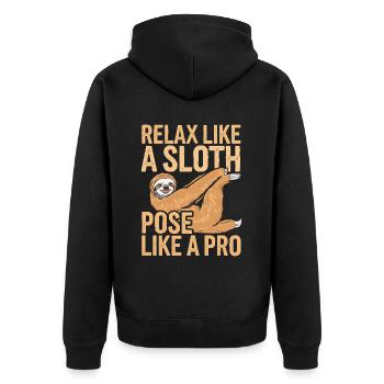 Lazy Sloth Yoga Zen Meditation Yoga Instructor - Unisex Premium Organic Zip Hoodie - black - Back - Nico (187cm)