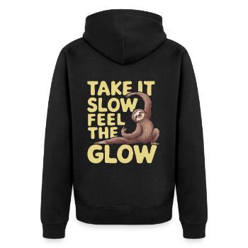 Lazy Sloth Yoga Zen Meditation Yoga Instructor - Unisex Premium Organic Zip Hoodie - black - Back - Nico (187cm)