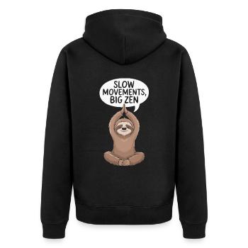 Lazy Sloth Yoga Zen Meditation Yoga Instructor - Unisex Premium Organic Zip Hoodie - black - Back - Nico (187cm)
