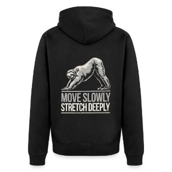 Lazy Sloth Yoga Zen Meditation Yoga Lehrer - Unisex Premium Bio Zip Hoodie - Schwarz - Hinten - Nico (187cm)