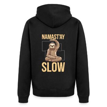 Lazy Sloth Yoga Zen Meditation Yoga Instructor - Unisex Premium Organic Zip Hoodie - black - Back - Nico (187cm)