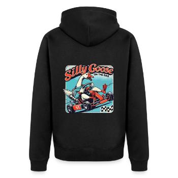 Silly Goose sur l’accélérateur dans un kart - Veste à capuche bio Premium Unisexe - noir - Dos - Nico (187cm)