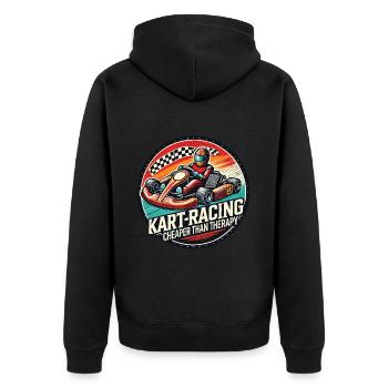 Kart-Racing Günstiger Als Therapie Go-Kart Spaß - Unisex Premium Bio Zip Hoodie - Schwarz - Hinten - Nico (187cm)