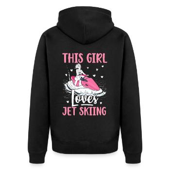 Cette fille adore les skieurs de jet ski - Veste à capuche bio Premium Unisexe - noir - Dos - Nico (187cm)