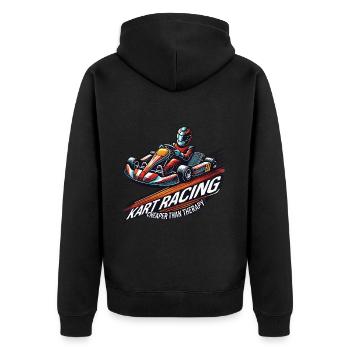 Go-Kart Rennen Günstiger Als Therapie - Unisex Premium Bio Zip Hoodie - Schwarz - Hinten - Nico (187cm)