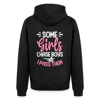 Schwimmen Schwimmer Frauen Einige Mädchen jagen - Unisex Premium Bio Zip Hoodie - Schwarz - Hinten - Nico (187cm)