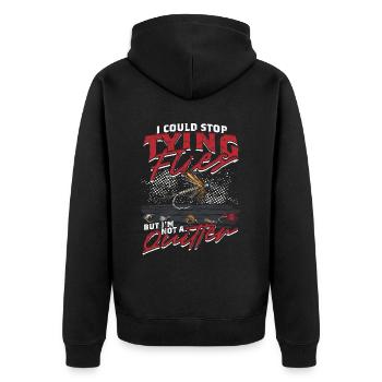 Fliegenfischen Fliegenangler - Unisex Premium Bio Zip Hoodie - Schwarz - Hinten - Nico (187cm)