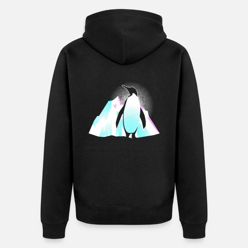 Pinguin Eisberg - Unisex Premium Bio Zip Hoodie - Schwarz