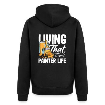 Live the life of a painter with pride - Unisex Premium Organic Zip Hoodie - black - Back - Nico (187cm)