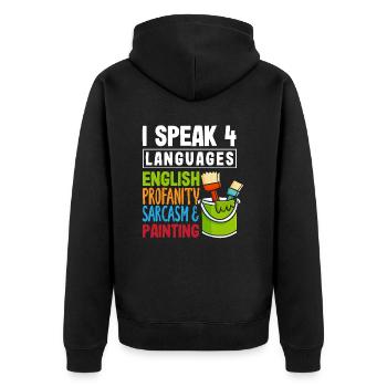 Je parle 4 langues Peintre Fun - Veste à capuche bio Premium Unisexe - noir - Dos - Nico (187cm)