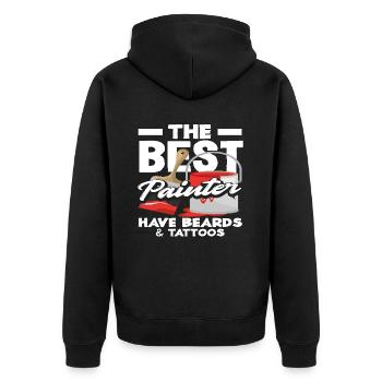 Die Besten Maler Haben Bärte Und Tattoos - Unisex Premium Bio Zip Hoodie - Schwarz - Hinten - Nico (187cm)