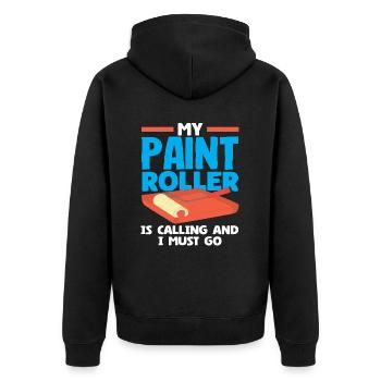 Maler Mein Farbroller Ruft Mich - Unisex Premium Bio Zip Hoodie - Schwarz - Hinten - Nico (187cm)