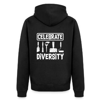 Painters Celebrate Diversity Creativity - Unisex Premium Organic Zip Hoodie - black - Back - Nico (187cm)