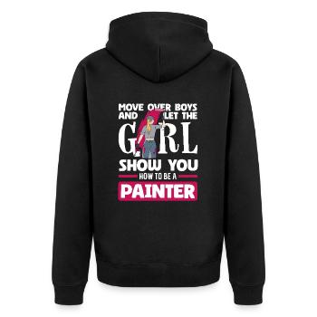 Girl shows you how you're a painter - Unisex Premium Organic Zip Hoodie - black - Back - Nico (187cm)