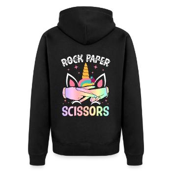 Lustige Lesben Stolz LGBTQ Rock Paper Scissors - Unisex Premium Bio Zip Hoodie - Schwarz - Hinten - Nico (187cm)